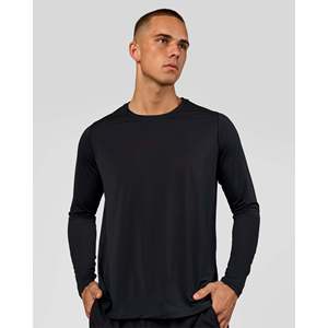 T-shirt de compression à manches longues pour homme - Noir, léger, impression sérigraphique - Product Image 2