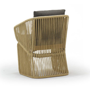 Fauteuil de salle à manger enveloppé de corde d'extérieur unique avec coussin tout temps - Product Image 4