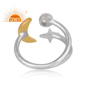 แหวนโอปอลจากเอธิโอเปียดีไซน์ใหม่ล่าสุดแหวนดีไซน์รูปดาวและพระจันทร์เสี้ยวจากเงินแท้จากธรรมชาติเครื่องประดับออกแบบได้ตามต้องการ - Product Image 4