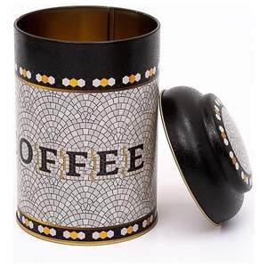 Ø105ดีบุกลายโมเสกเรขาคณิต1.2L โลหะกลม X 150มม. พร้อมฝาโดมสำหรับเก็บฝักกาแฟขนาด105มม. X 150มม. x 1.2L - Product Image 3