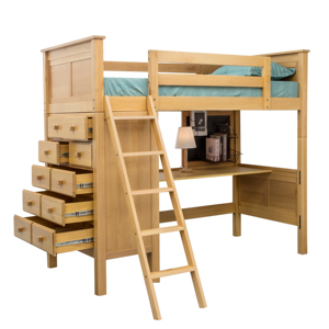 Lit mezzanine Valencia moderne avec commode Couleur bois naturel Meubles de chambre à coucher de haute qualité fabriqués au Vietnam - Product Image 4