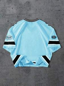 T-shirt surdimensionné pour homme en jersey bleu 66, imprimé lettres KING, style hip-hop streetwear, col rond, personnalisé, long, écologique, respirant - Product Image 2