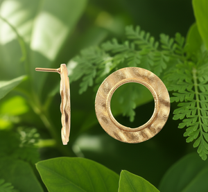 Pendientes de Botón de Plata de Ley 925 con Textura Martillada, Chapados en Oro, Regalo para Mujer - Product Image 3