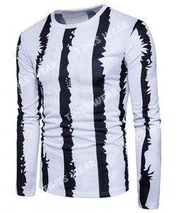 Best Quality <b>Men's</b> Casual Crew Neck <b>Long</b> <b>Sleeve</b> T-Shirt Custom Logo OEM Color Block Stripe Quick Dry Jersey Knitted Fabric - Product Image 4