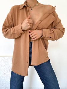 Vestido camisero verde con botones de gran tamaño de alta calidad para mujer, ropa tejida informal de manga larga para verano - Product Image 6