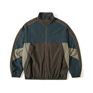 Chaqueta cortavientos de nailon arrugado ligera informal personalizada Chaquetas cortavientos de nailon con cremallera transpirable de color de retazos de talla grande - Product Image 5