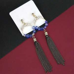 Urthn AD Vintage Style Dangle <b>Earrings</b> Hanging <b>Chain</b> Gold Plated Religious Trendy Design Features Brass Pearl Diamond <b>Hoop</b> for - Product Image 1