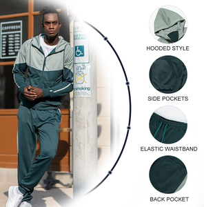 Sudadera con capucha y cremallera para hombre, chándal de lana de algodón 100% informal, pantalones de chándal para correr de talla grande con logotipo para deportes - Product Image 6