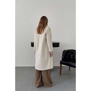 Ventes en gros de manteaux longs en tissu tissé blanc cassé - Product Image 1