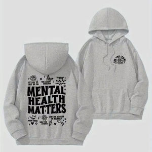 Mental Health Matters Sweat à capuche graphique Message positif Streetwear Pull polaire confortable Cadeau de style décontracté à la mode - Product Image 3