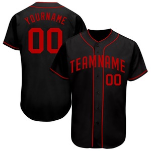 Directo Ommiz Industry Ropa deportiva auténtica Camiseta de béisbol auténtica negra roja personalizada - Product Image 1