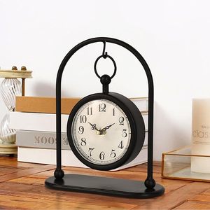 DÉCOR moderne fer petite horloge de bureau à quartz silencieuse noire sans tic-tac pour bureau à domicile Ramadan - Product Image 5
