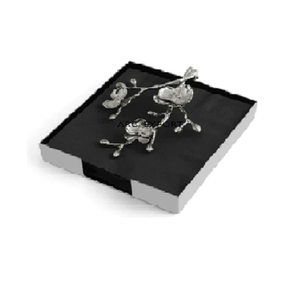 Boîte de papier de soie de conception attrayante avec poignée plaquée or de conception de feuille décoration de la maison boîte de mouchoirs brillante argentée de Style fantaisie - Product Image 3