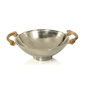 Aluminio hecho a mano niquelado mango dorado diseño simple redondo metal decorativo frutero - Product Image 1