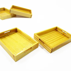 Dollhouse Miniatures Handmade 2 Vide Carré En Bois Plateau De Service Alimentaire Fourniture 9557 - Product Image 1