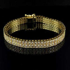 Luxury Handmade Jewelry Moissanite Round Diamond Classic <b>Gold</b> Plated S925 Silver Designer Fine Bracelet Gift for Women - Product Image 1