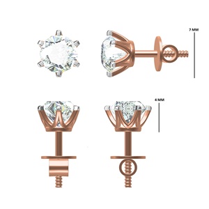 Boucles d'oreilles en diamant de laboratoire Soliter 0.50-2.5 carats 10K/14K/18K or IGI certifié taille brillant plaqué rhodium pour spécial - Product Image 2