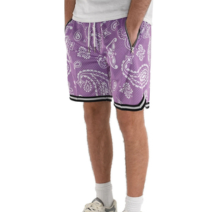 Shorts de basketball pour homme de haute qualité, imprimé paisley violet, en mesh, avec cordon de serrage, respirant, vêtements de sport d'été, coupe régulière, adulte - Product Image 3