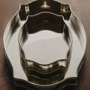 Bandeja de servir de acero inoxidable USA, plato de servir de metal, bandeja de servir decorativa para el hogar, bandeja de comida de acero inoxidable - Product Image 1