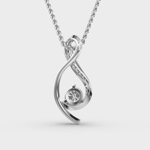 IGI Certified Lab Grown Round Diamond Twist <b>Infinity</b> Pendant with Solitaire & Pave Set Diamonds in 9K Yellow/<b>Rose</b> & White Gold - Product Image 4