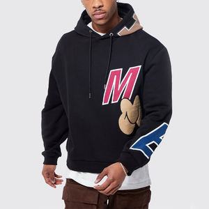 Sweat à capuche oversize en coton 100% pour l'hiver, impression numérique, teinture unie, streetwear, épaules tombantes - Product Image 1