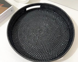 <b>Aesthetic</b> Handicrafts Round Rattan Seashell Serving Tray Festive Christmas Gift Decorative Tableware for Home Decor - Product Image 2