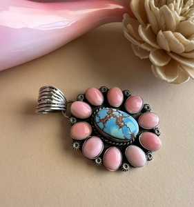 Golden Hill Turquoise Rose Opale Pendentif en argent sterling fait à la main Boho Bijoux pour femmes - Product Image 1