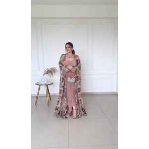 DESIGNER FANCY MODERN WESTERN STYLE FIONA SILK PRINTED and COIN LACE WORK REVERSER KOTI CHOLI with WESTERN BOTTOM - Product Image 1