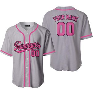 2026 Custom Logo Pink Baseball Jersey Button-<b>Down</b> Short Sleeve Sports Shirt with Name and Number Print for Softball and Events - Product Image 3