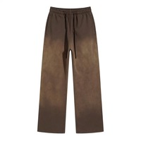 Pantalon de survêtement 100% coton polaire lavé à l'acide pantalon Streetwear en tissu tricoté avec étiquette en caoutchouc pour hommes