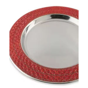 Plaque de chargeur en acier inoxydable en métal avec plaque de chargeur décorative à bordure rouge - Product Image 3