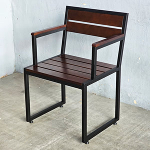 Modern <b>Dining</b> <b>Chair</b> with Rubber Wood Armrests & Iron Frame for Home <b>Dining</b> (GCF123) - Product Image 2