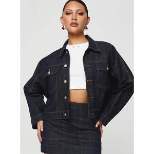 Veste en jean Nouveau Meilleur Style 2026 Vêtement d'extérieur pour femmes Grande taille Manches longues Col rond Boutonnée Veste en jean courte Service OEM - Product Image 2