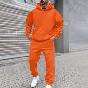 2025 nouvelle mode hommes survêtement ensembles à capuche et pantalon femmes couleur unie pull à capuche + pantalon costume vêtements de sport décontractés ensembles mâle - Product Image 2