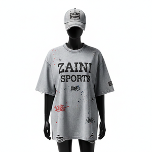 T-shirt oversize pour femme en jersey de coton lourd premium 240 GSM, gris délavé, impression sérigraphique, logo personnalisé, t-shirt en coton pour femme - Product Image 6