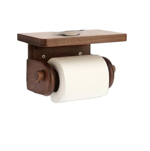 Soporte de papel higiénico de madera para baño diario de diseño clásico de tendencia fresca, estante de rollo montado en la pared de forma personalizada, precio barato - Product Image 5