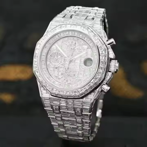 Reloj Moissanite Diamond Iced Out, reloj analógico de muñeca Moissanite, regalo de claridad VVS para hombres y mujeres, reloj personalizado, joyería - Product Image 1