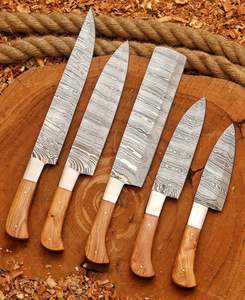 Juego de Cuchillos de Cocina Profesionales Hechos a Mano, 5 Piezas, Venta Caliente, Uso en Cocina, Directo de Fábrica, Cuchillos de Chef Elegantes - Product Image 3