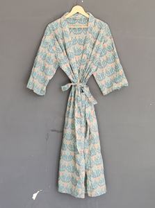 Bata Kimono de Algodón 100% con Estampado Floral y Cuello en V para Mujer, la Mejor Ropa de Dormir Transpirable para Verano y Otoño con Cierre de Cordón - Product Image 3