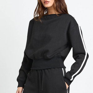 Tracksuit With Pullover Full Sleeves <b>Top</b> <b>And</b> Drop Shoulder Crew Nick Design With Straight Leg <b>Trousers</b> With Side Stripes Design - Product Image 2