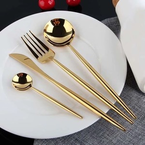 Juego de cubiertos de acero inoxidable Chapado en plata con asas de diseño superior de 4 tenedores, cuchara, cuchillo, productos seguros para lavavajillas, juego de cubiertos - Product Image 3