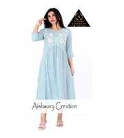 Robe Tunique Mi-Longue en Coton Brodé pour Femme, Imprimé Floral Doux, Légère et Respirante, Idéale pour la Maison et l'Extérieur, Exportateur en Gros