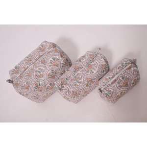 Handmade Indian Cotton Durable Waterproof Large Capacity Fashion Portable Cosmetic Bag Printed Travel Makeup Zipper <b>Pouch</b> - Product Image 5