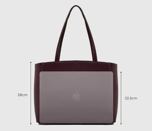 Sac fourre-tout vintage en cuir bordeaux pour femme, grand sac à bandoulière pour le travail, sacoche pour ordinateur portable, sac à main professionnel avec fermeture éclair, deux compartiments - Product Image 2