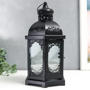 Centro de mesa de Metal negro hecho a mano Vintage de alta calidad, portavelas de plata, linternas de Navidad de cristal transparente, hogar festivo - Product Image 6