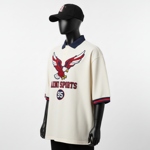 Polo homme en piqué de coton de haute qualité 240 GSM, texture lisse, blanc, col marine, logo brodé, Polo homme - Product Image 4