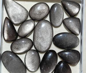 Lote de Cabujones de Obsidiana Natural con Brillo Plateado para Sanación con Cristales, Fabricación de Joyas y Colección de Gemas - Product Image 4