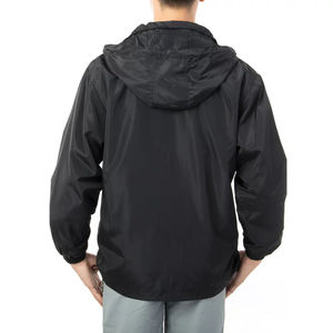 Chaqueta de jersey con parches para exteriores de alta calidad de primavera para hombre, chaqueta cortavientos personalizada con media cremallera de nailon Anorak con capucha para hombre - Product Image 2