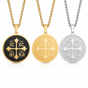 <span class=keywords><strong>Collier</strong></span> pendentif croix orthodoxe ARNAN en acier inoxydable, bijoux religieux chrétiens IC XC NIKA pour femmes et hommes - Product Image 1