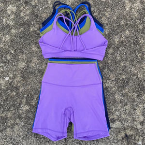 ชุดครอปเอวสูงสำหรับผู้หญิงชุดครอปเอวสูงและเลกกิ้งออกกำลังกายชุดเล่นโยคะกันยูวีระบายอากาศได้พร้อมบราออกกำลังกาย - Product Image 2